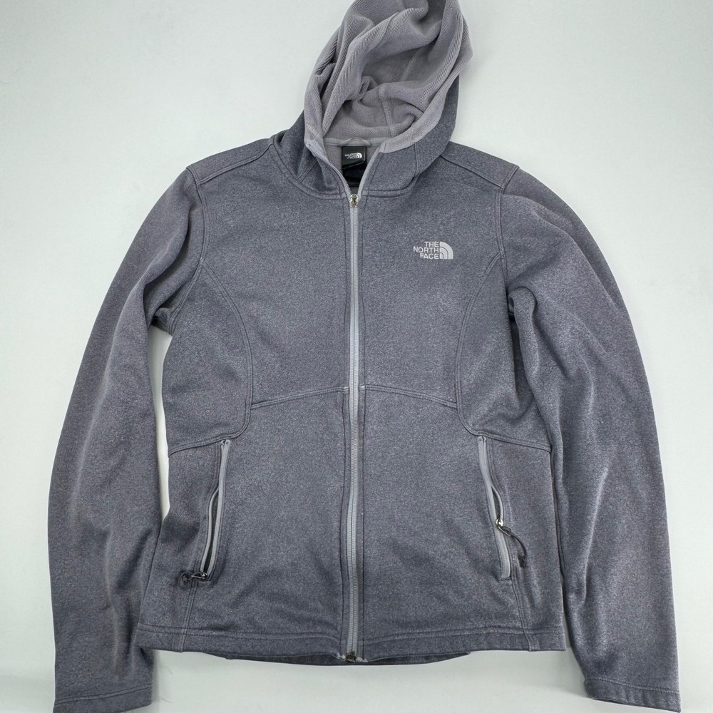 The North Face Women's Gray Full Zip Fleece Lined Hooded Jacket M No Zipper